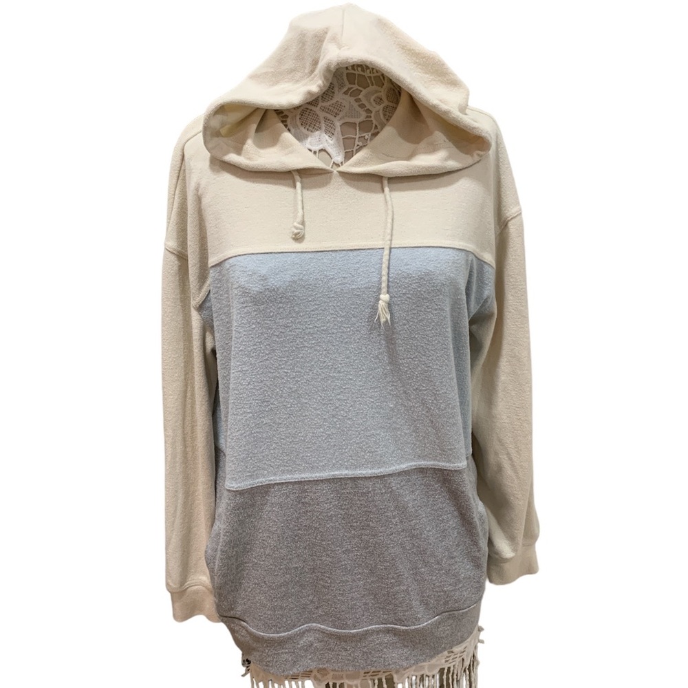 Melloday Color block  oversized hoodied sweatshirt sz L